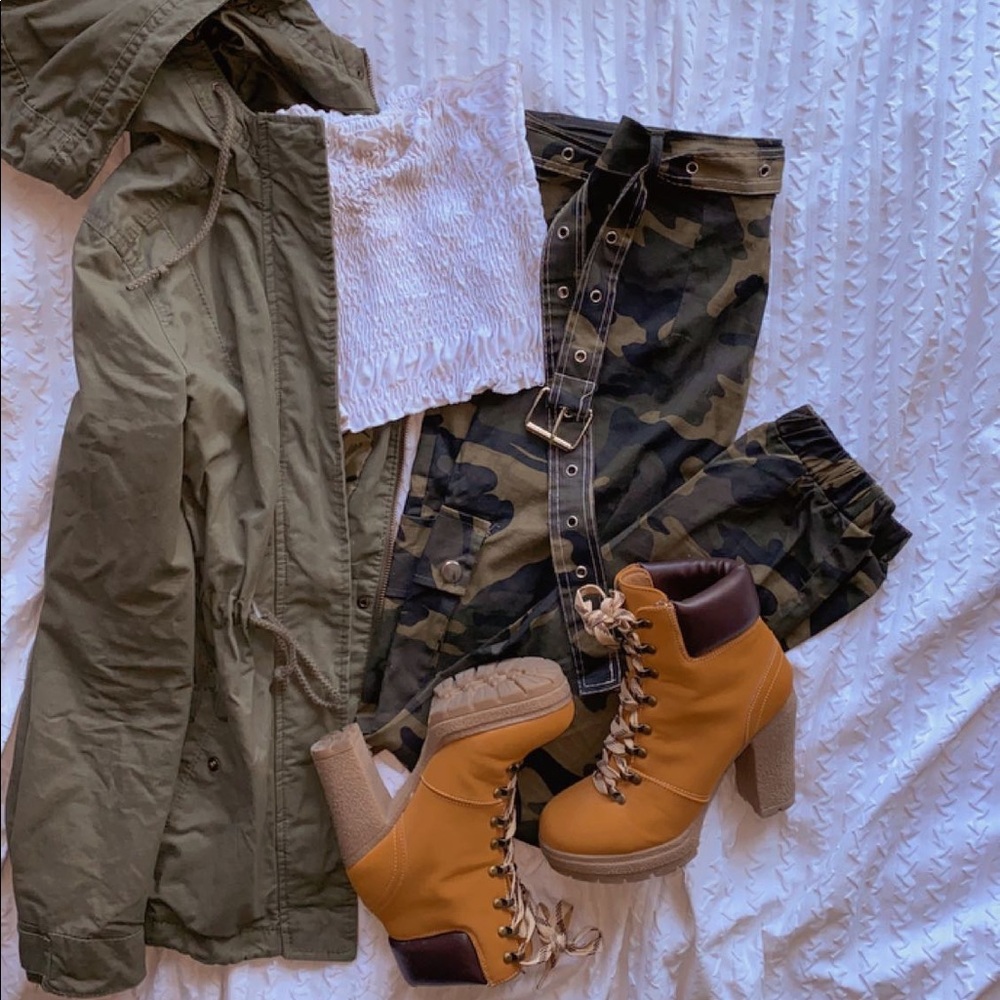 Army Green Camo Cargo Pants